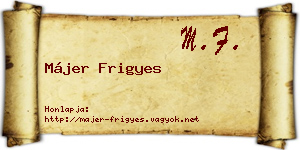 Májer Frigyes névjegykártya